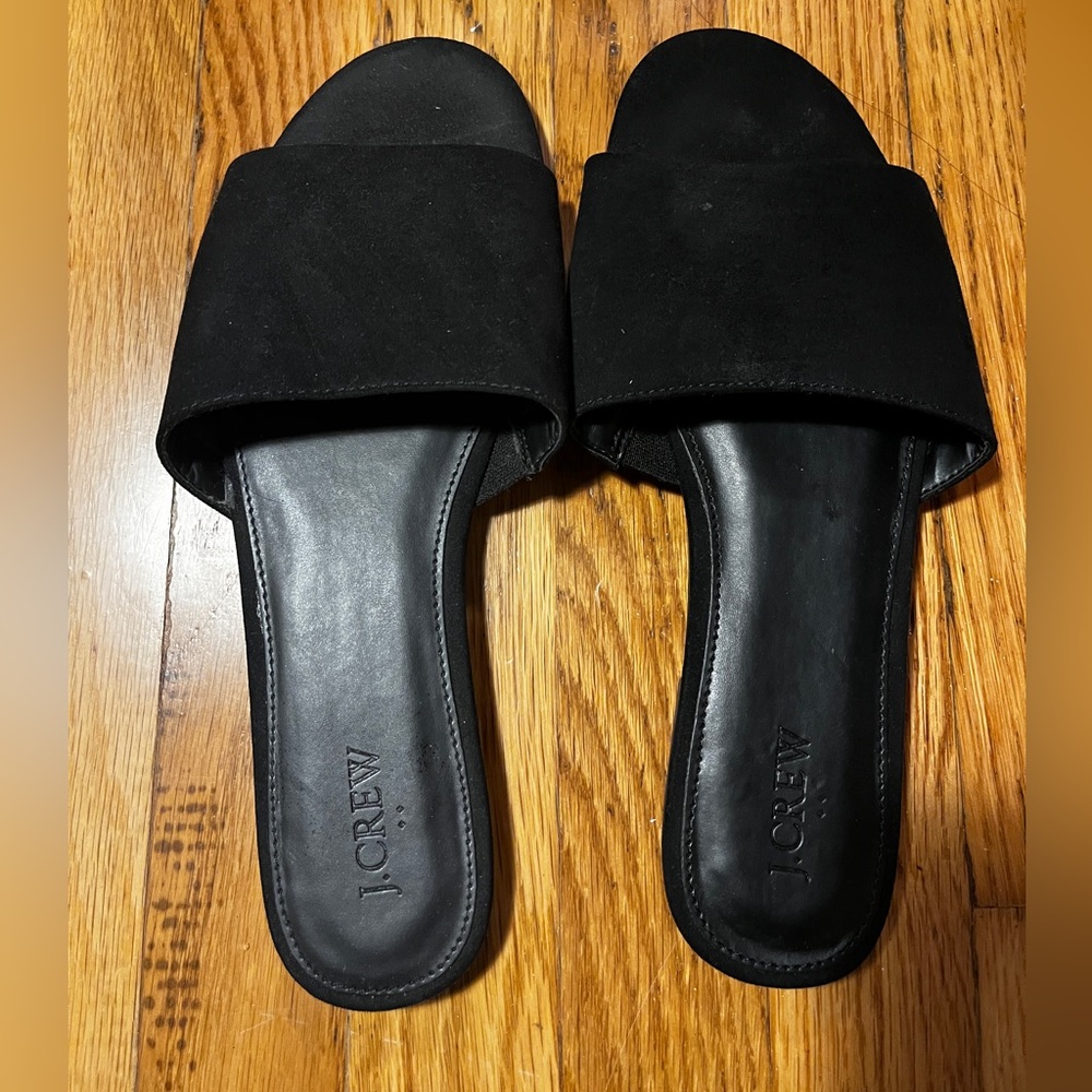 Jcrew microsuede single strap slides size 11